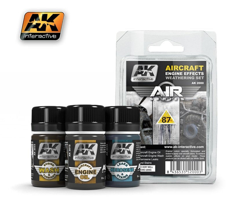 AK Interactive AK2000 KIT D&amp;#39;EFFETS DE VIEILLISSEMENT POUR MOTEURS D&amp;#39;AVION (SÉRIE AIR)