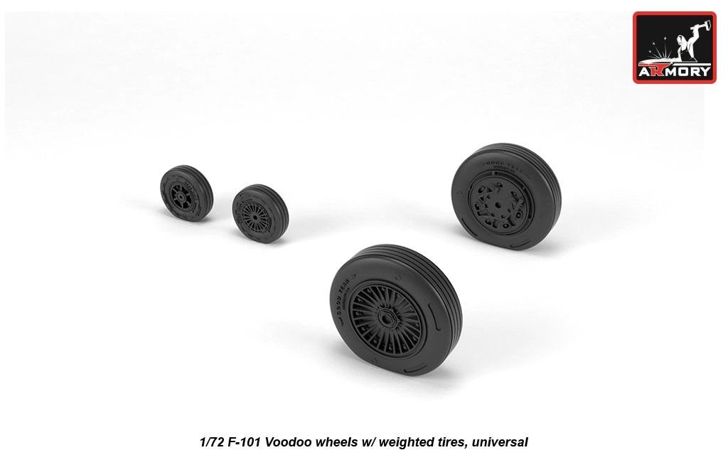 Armory Models AW72321 F-101 Voodoo wheels w/ optional nose wheels &amp;amp; weighted tires 1/72 – Bild 3