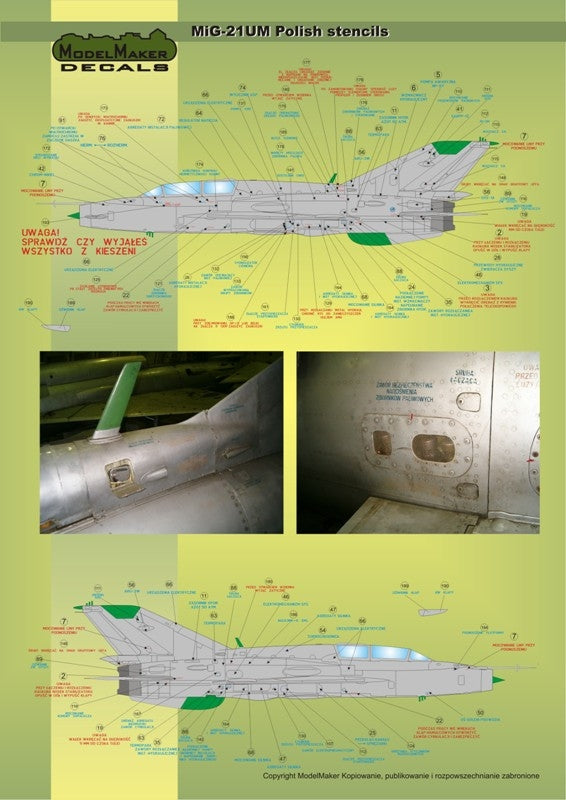 ModelMaker Decals D48020 MiG-21PFM/M/MF/bis/UM Polish stencils 1/48 – image 4