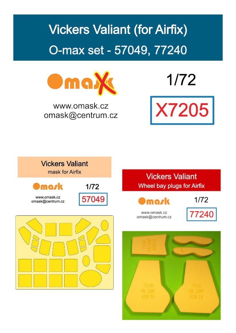 Kit Omask X7205 Vickers Valiant O-max (pour Airfix) au 1/72
