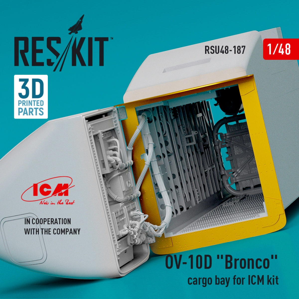 RESKIT RSU48-0187 OV-10D "Bronco" cargo bay for ICM kit (3D Printed) 1/48