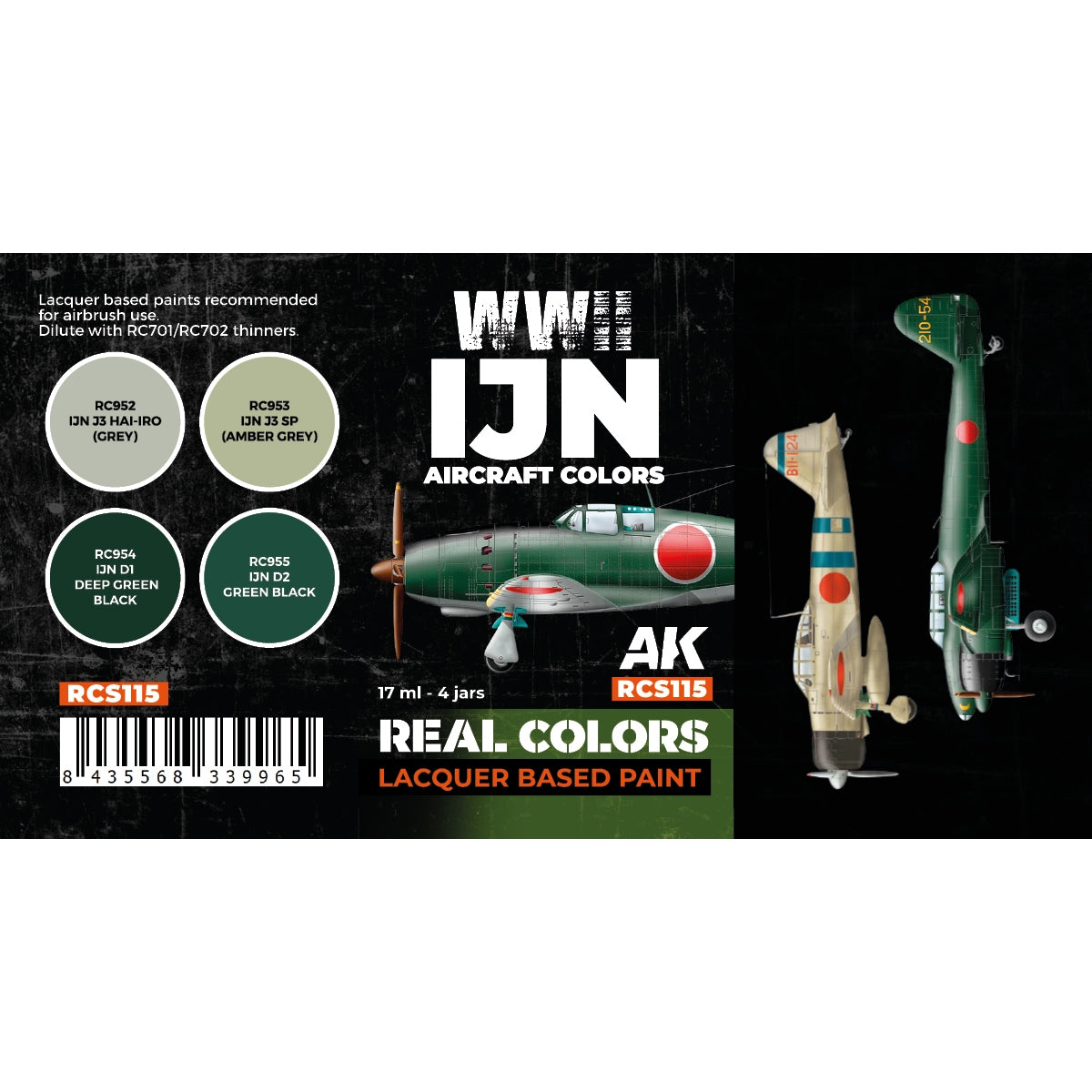 AK Interactive RCS115 WWII IJN Aircraft Colors 4x17ml – immagine 2