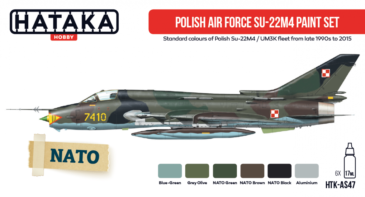 Kit de peinture Hataka HTK-AS47 pour Su-22m4 de l'armée de l'air polonaise (6 x 17 ml)