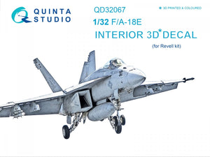 Quinta Studio QD32067 F/A-18E 3D-Printed &amp;amp; coloured Interior on decal paper (for Revell kit) 1/32