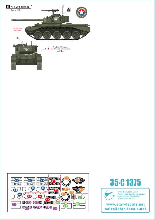 Star Decals 35-C1375 A34 Comet Post-war operators 1/35 – Bild 2