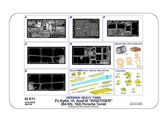 Aber 35K11 Pz.Kpfw. VI, Ausf.B (Sd.Kfz. 182) King Tiger (Porsche Turret) 1/35 – imagen 10