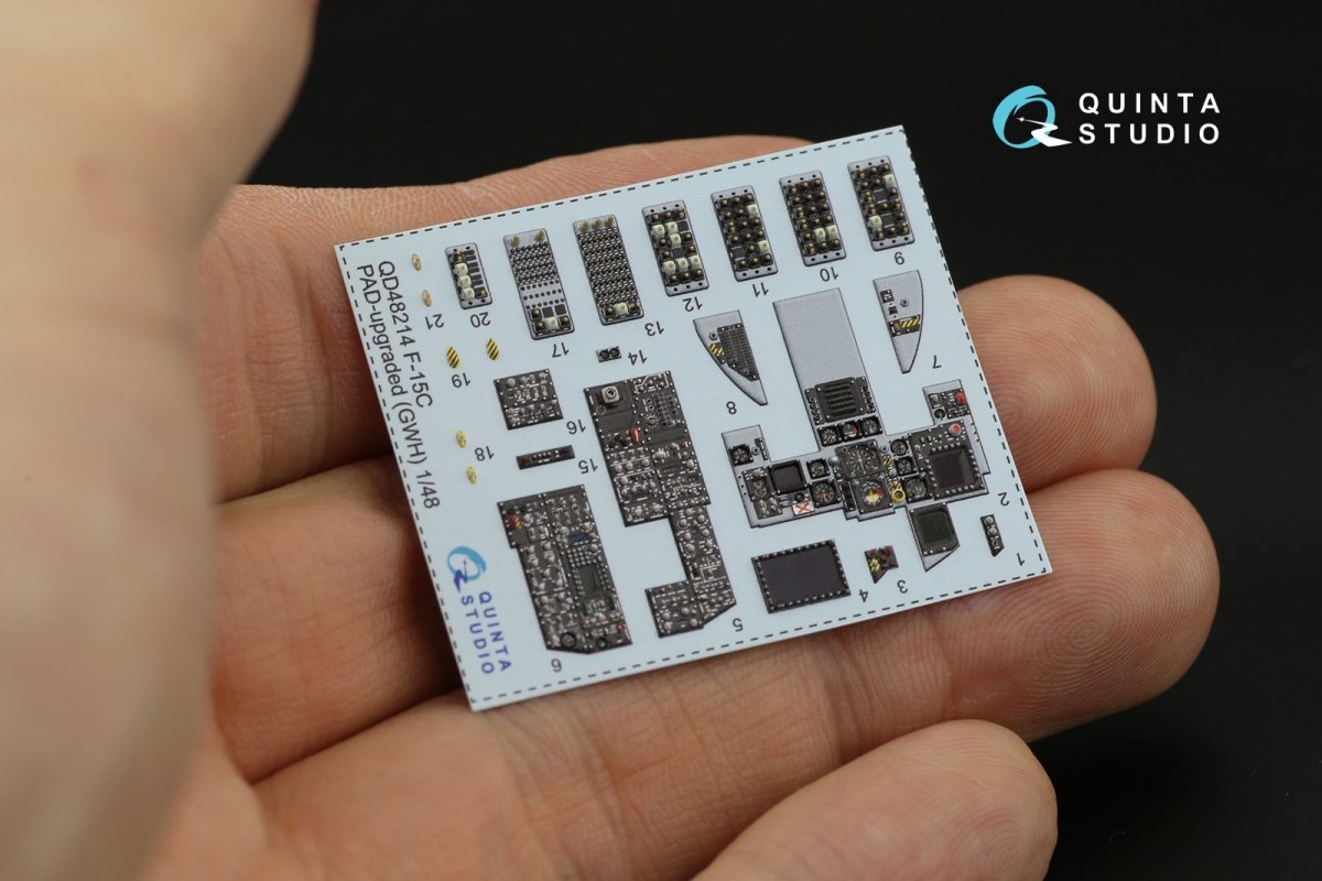 Quinta Studio QD48214 F-15C PAD-upgraded 3D-Printed &amp;amp; coloured Interior on decal paper with resin parts (GWH) 1/48 – Bild 10
