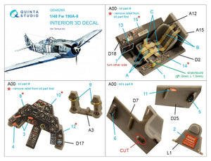 Quinta Studio QD48269 Fw 190A-8 3D-Printed &amp;amp; coloured Interior on decal paper (Tamiya) 1/48 – immagine 5