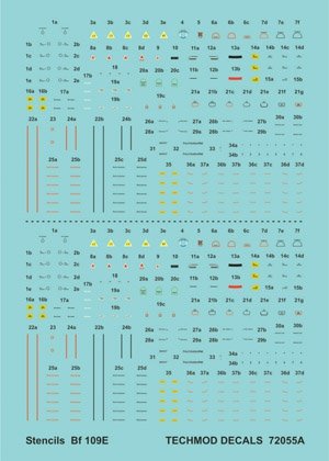 Techmod 72055 - Stencils for Bf 109E 1/72