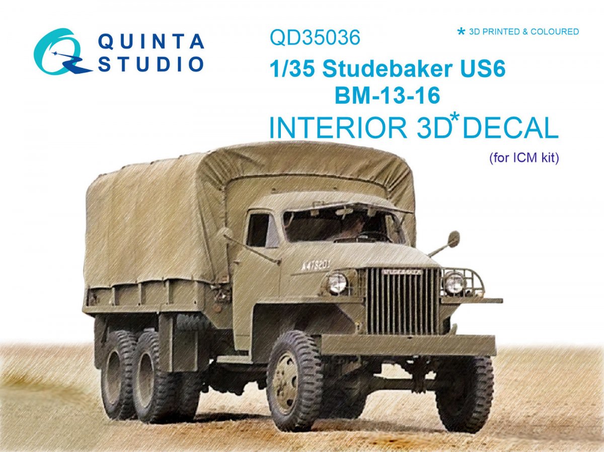 Quinta Studio QD35036 Studebaker US6 3D-Printed & coloured Interior on decal paper (for ICM kit) 1/35
