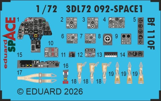 Eduard 3DL72092 Messerschmitt Bf-110 F - Space Set Eduard Kits 1/72