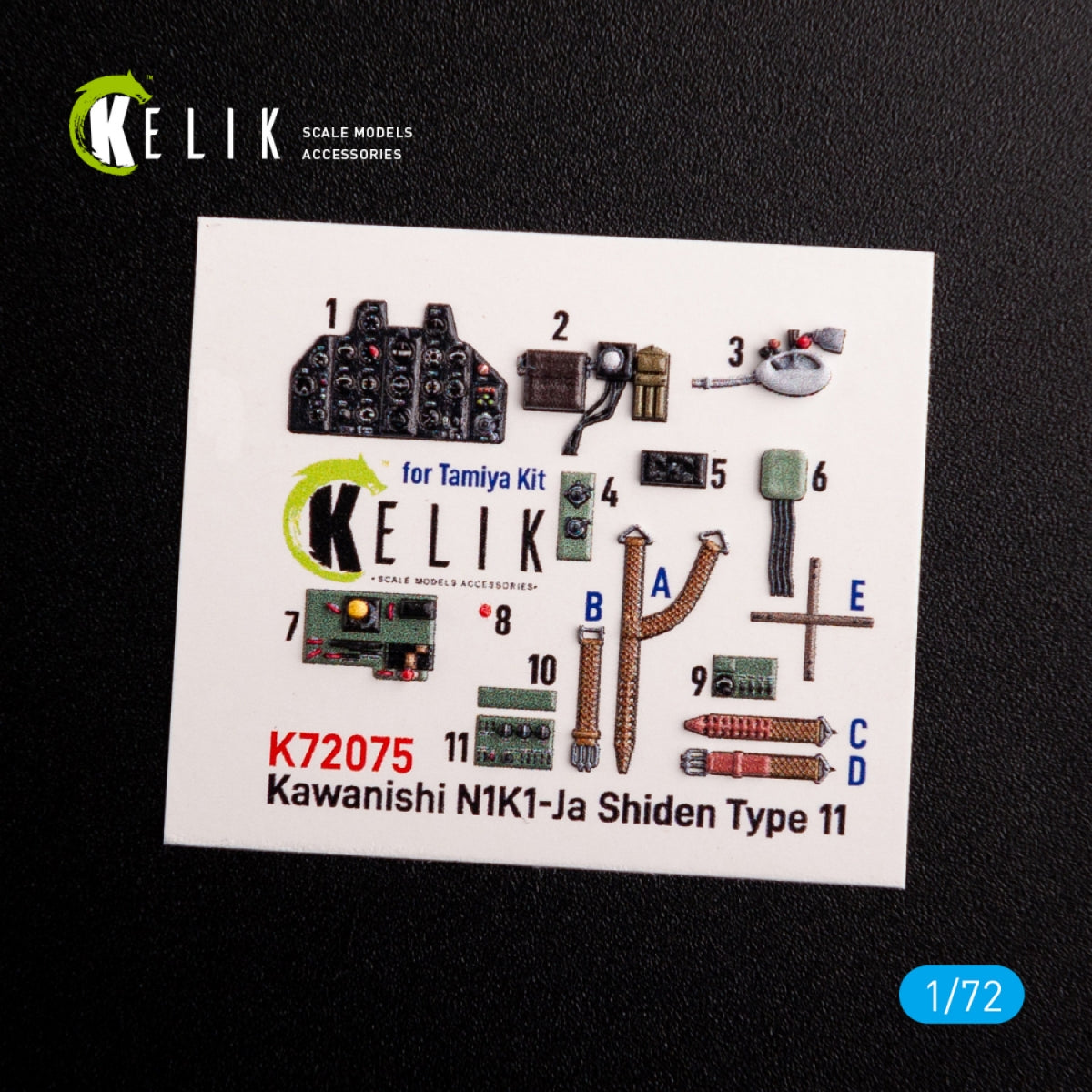 KELIK K72075 N1K1-Ja Shiden Type 11 interior 3D decals for Tamiya kit 1/72 – immagine 2