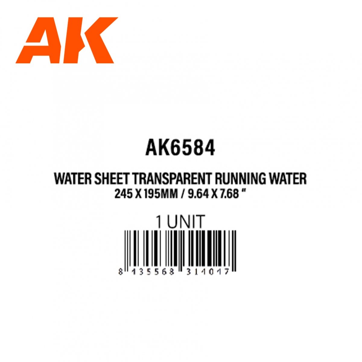 AK Interactive AK6584 WATER SHEET TRANSPARENT RUNNING WATER 245 X 195MM / 9.64 X 7.68 “ – TEXTURED ACRYLIC SHEET – 1 UNIT – imagen 3