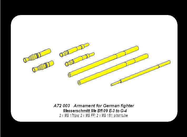 Aber A72 003 Armament for German fighter Me 109E-3 to G-4 1/72 – immagine 8