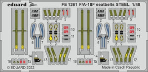 Ceintures de sécurité Eduard FE1261 F/A-18F, acier, Hobby Boss, échelle 1/48