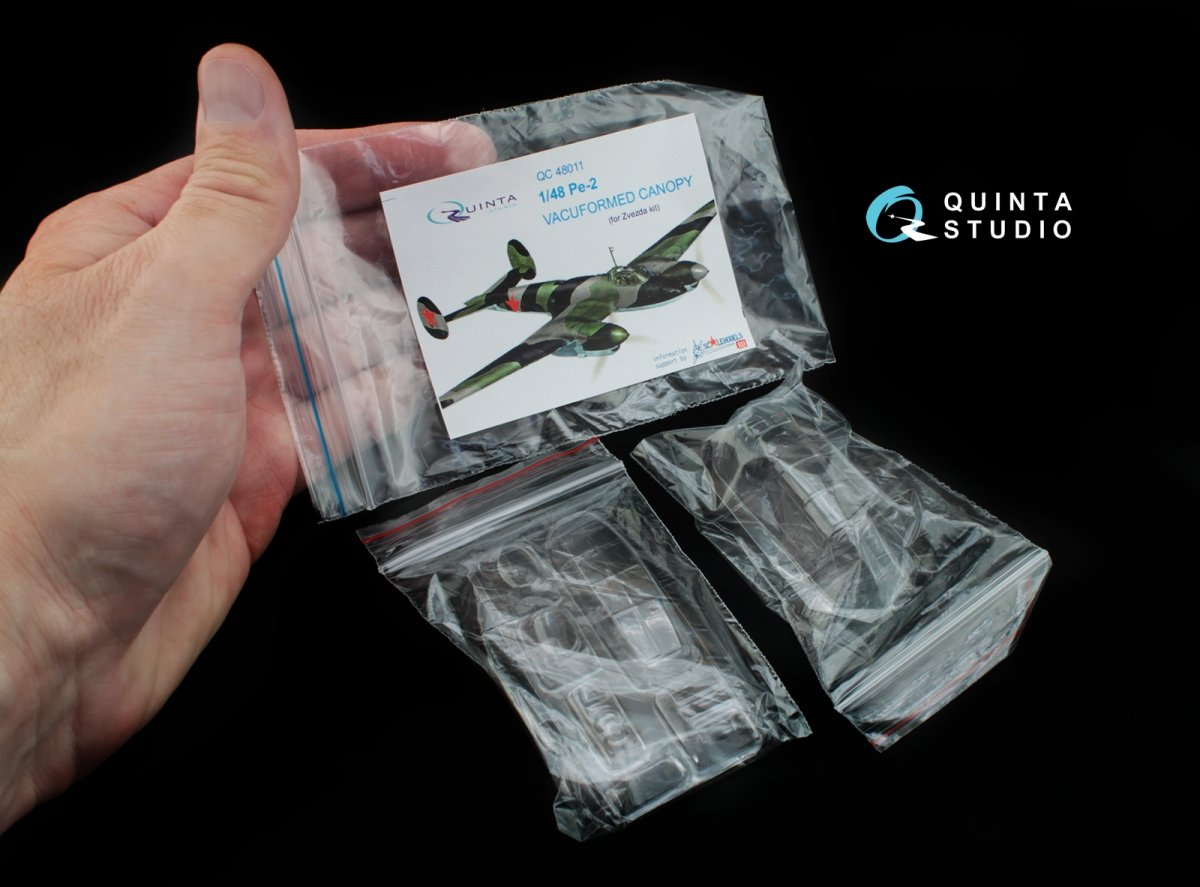 Quinta Studio QC48011 Pe-2 vacuformed clear canopy (for Zvezda kit) 1/48 – imagen 6