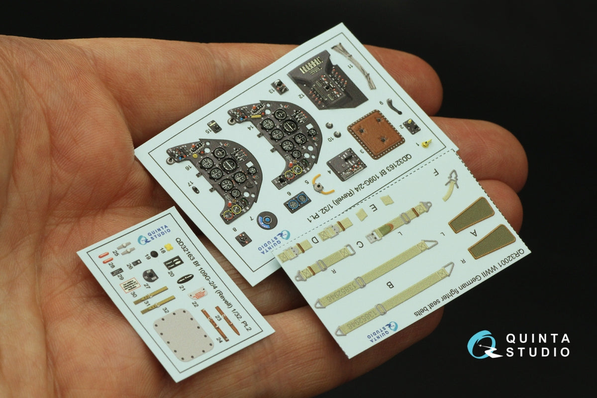 Quinta Studio QD32163 Bf 109G-2/4 3D-Printed &amp;amp; coloured Interior on decal paper (Revell) 1/32 – immagine 6