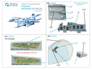 Quinta Studio QDS-72157 Su-34 3D-Printed coloured Interior on decal paper (Trumpeter) (small version) 1/72 – immagine 2