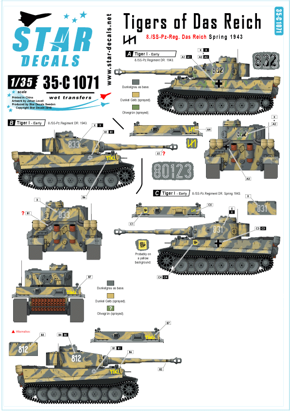 Star Decals 35-C1071 Tigres du Reich 1/35