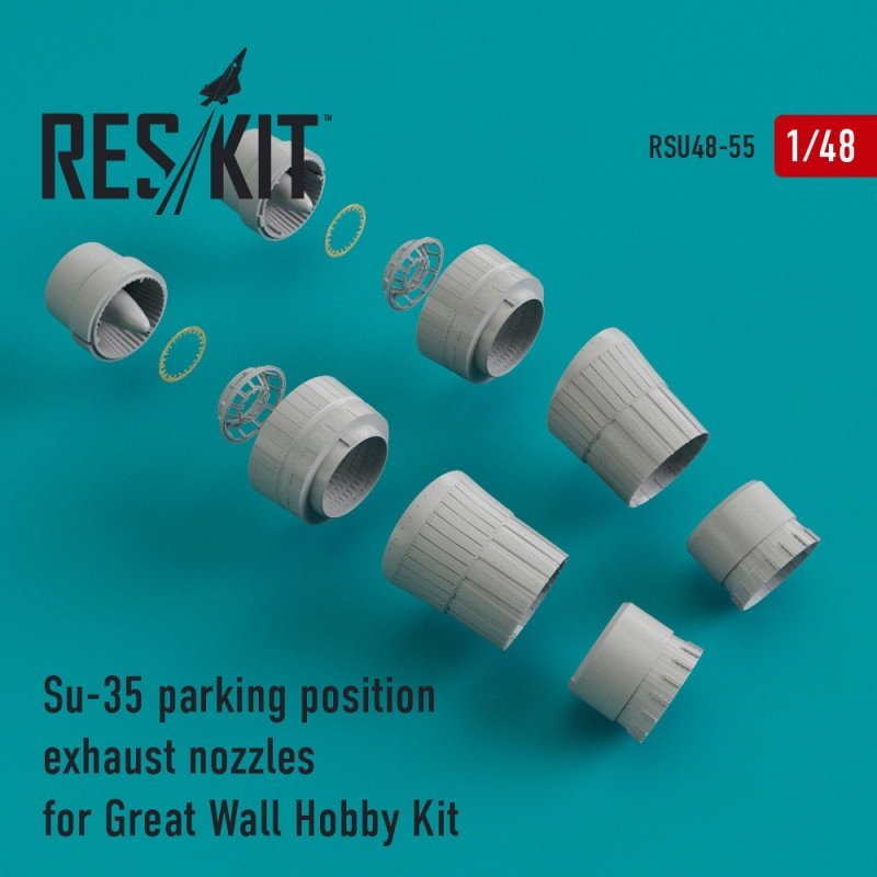 RESKIT RSU48-0055 Buses d'échappement en position de stationnement Su-35 pour maquette Great Wall Hobby au 1/48