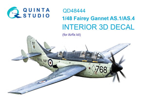 Quinta Studio QD48444 Fairey Gannet AS.1_AS.4 3D-Printed coloured Interior on decal paper (Airfix) 1/48