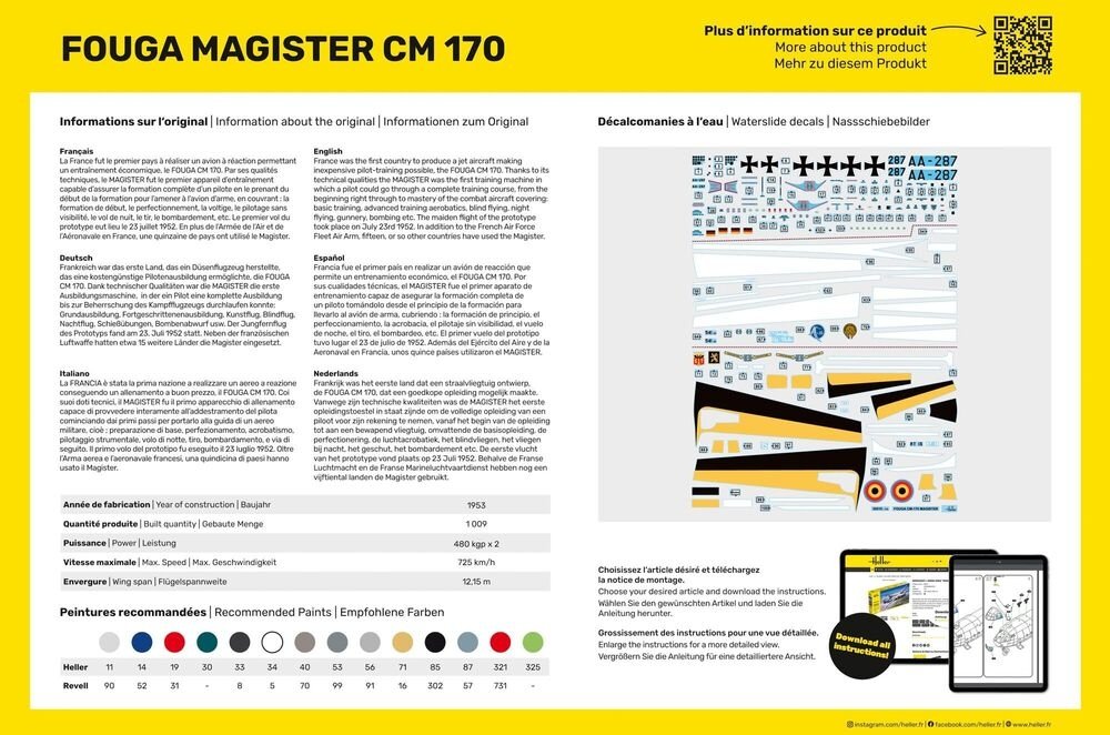 Heller Heller 30510 Fouga Magister CM 170 1/48 – immagine 5