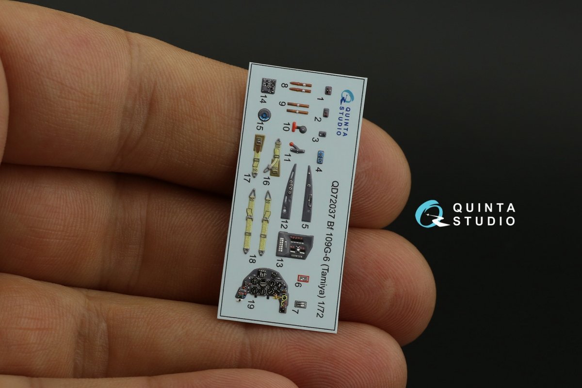 Quinta Studio QD72037 Bf 109 G-6 3D-Printed &amp;amp; coloured Interior on decal paper (Tamiya) 1/72 – immagine 6