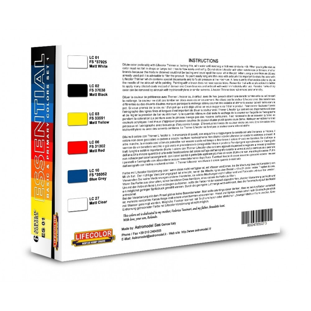 Lifecolor ES01 Acrylic paint Basic Gloss Colors Set 1 6x22ml – immagine 2