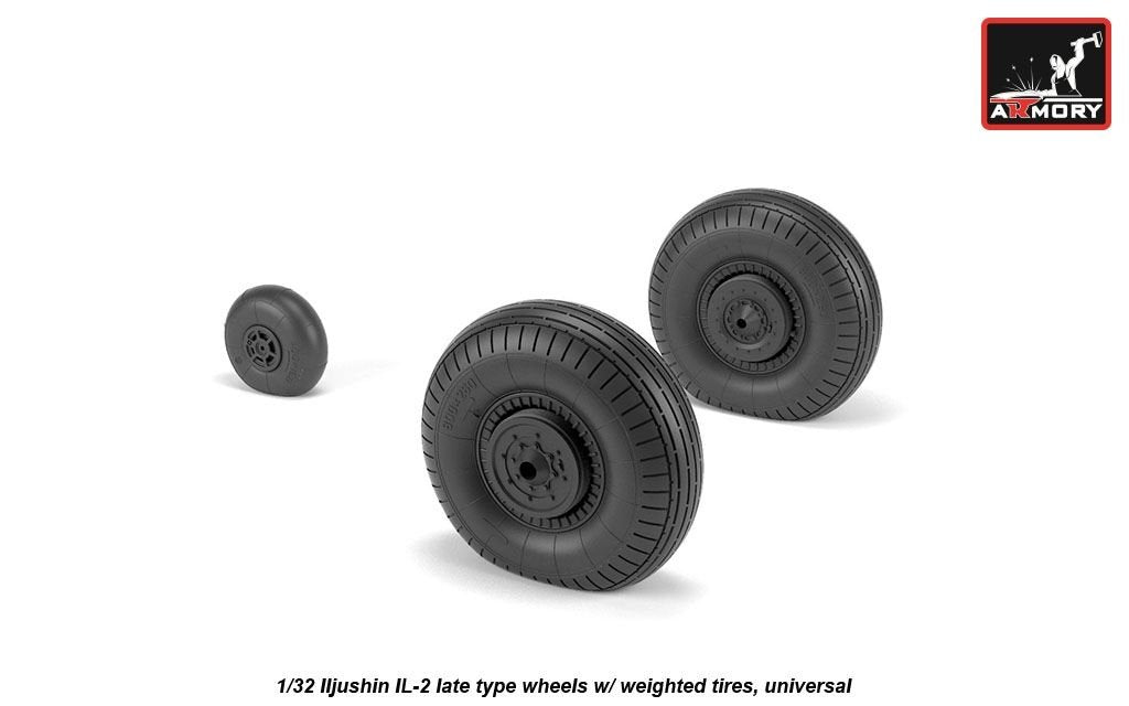 Armory Models AW32016 Iljushin IL-2 Bark late type wheels w/ weighted tires 1/32