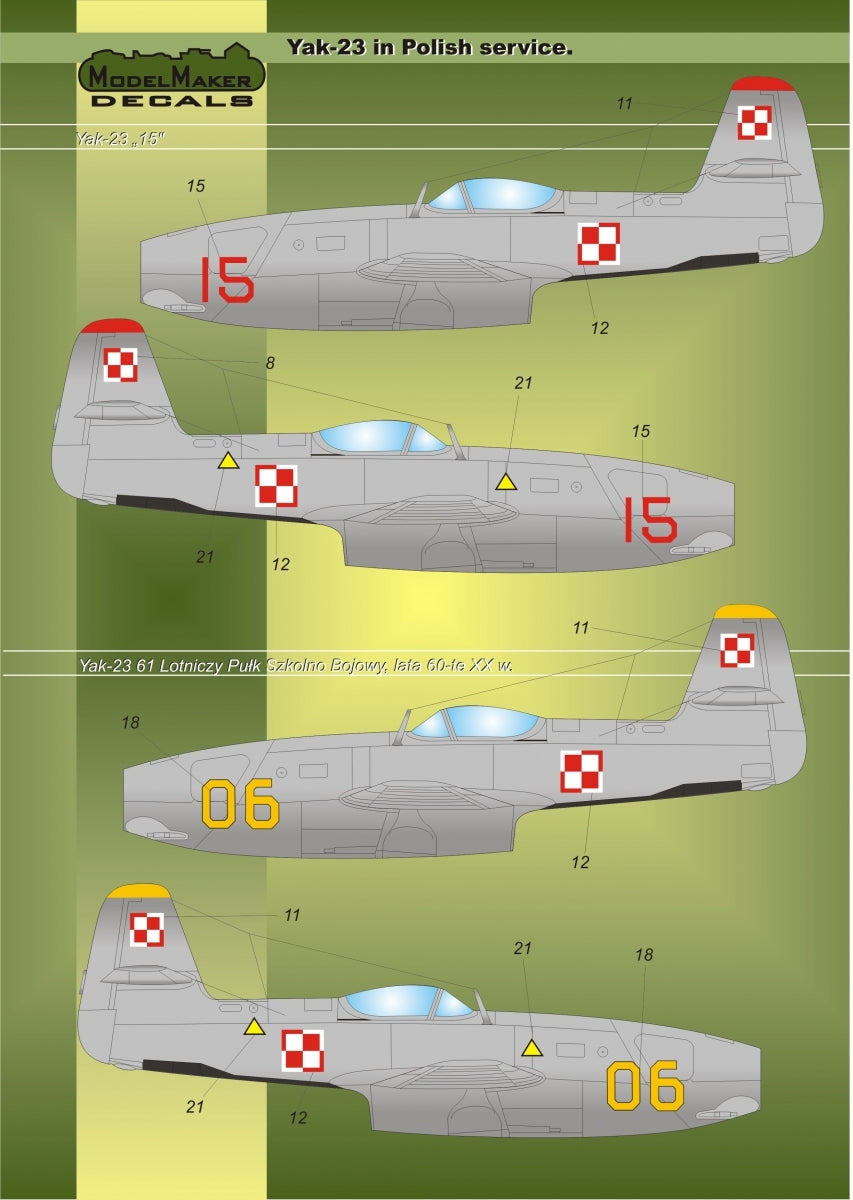 ModelMaker Decals D48019 Yak-23 in Polish service 1/48 – imagen 5