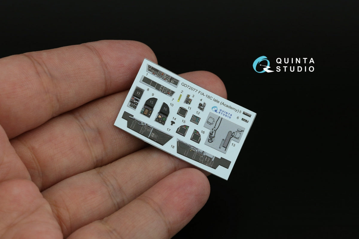 Quinta Studio QD72077 F/A-18C late 3D-Printed &amp;amp; coloured Interior on decal paper (Academy) 1/72 – immagine 3