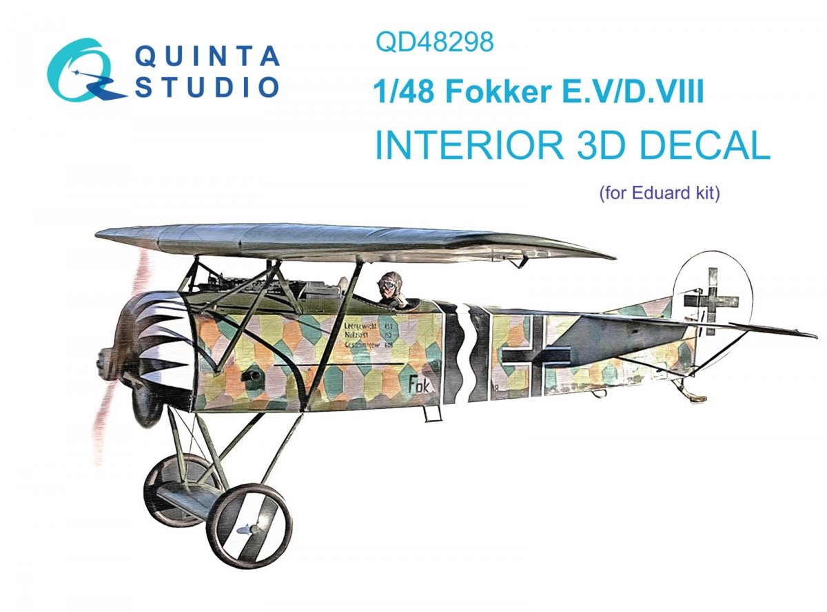 Quinta Studio QD48298 Fokker EV-DVIII 3D-Printed &amp; colored Interior on decal paper (Eduard) 1/48