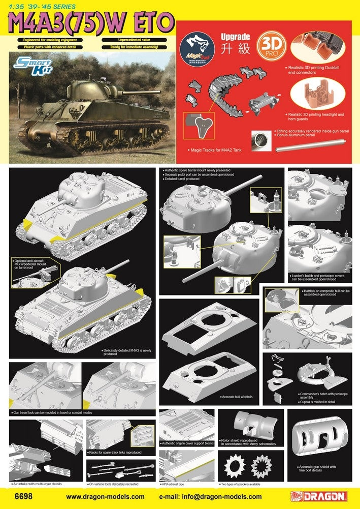Dragon 6698 M4A3(75)W ETO - Smart Kit 1/35