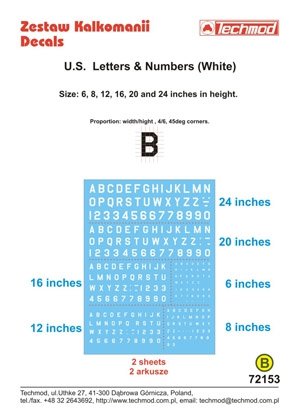 Techmod 72153 - US Letters & Numbers (White) 1/72