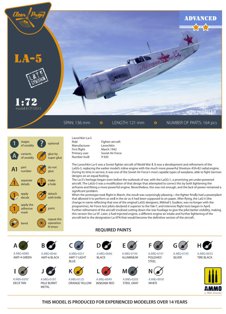 Clear Prop! CP72015 La-5 late version ADVANCED KIT 1/72 – immagine 4