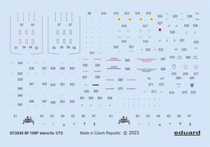 Eduard D72045 Bf 109F stencils Eduard 1/72