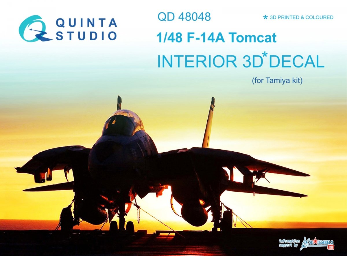 Intérieur imprimé en 3D et coloré sur papier décalcomanie Quinta Studio QD48048 F-14A (pour maquette Tamiya) 1/48