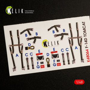 KELIK K48064 F-14D TOMCAT INTERIOR 3D DECALS FOR AMK KIT 1/48 – immagine 2