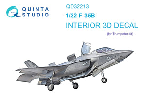 Quinta Studio QD32213 F-35B 3D-Printed &amp;amp; coloured Interior on decal paper (Trumpeter) 1/32