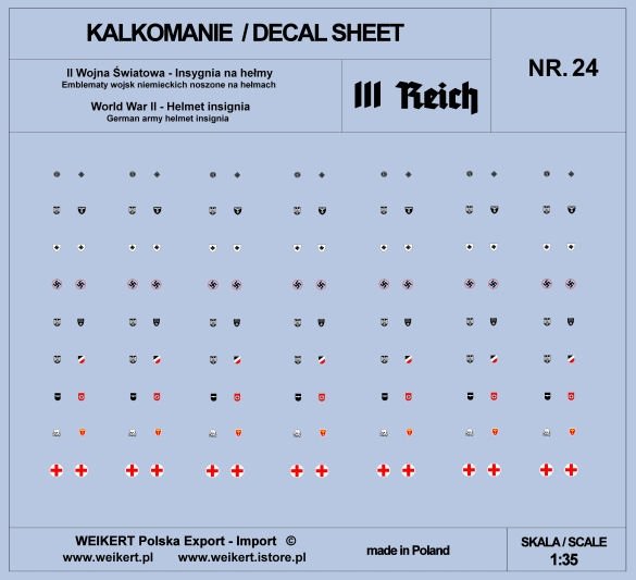 Weikert Decals DEC224 German Helmet Emblems - III REICH - vol. 24 1/35