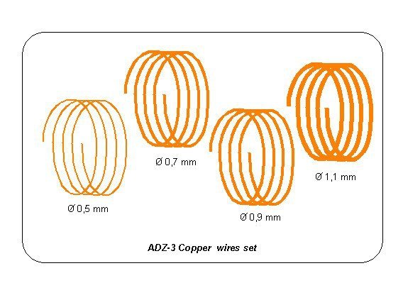 Jeu de fils Aber ADZ-03 (diamètre 0,5 ; 0,7 ; 0,9 ; 1,1 mm, longueur 1 m chacun)