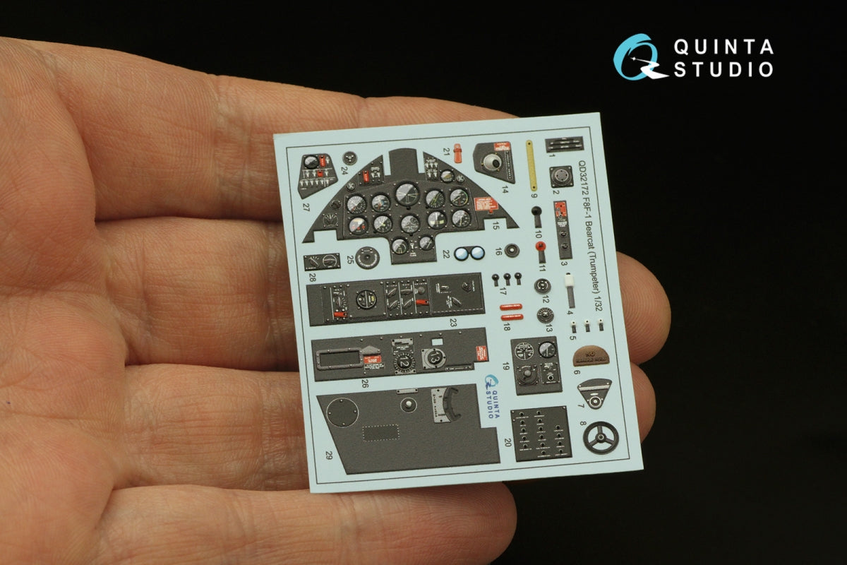 Quinta Studio QD32172 F8F-1 Bearcat 3D-Printed coloured Interior on decal paper (Trumpeter) 1/32 – immagine 4