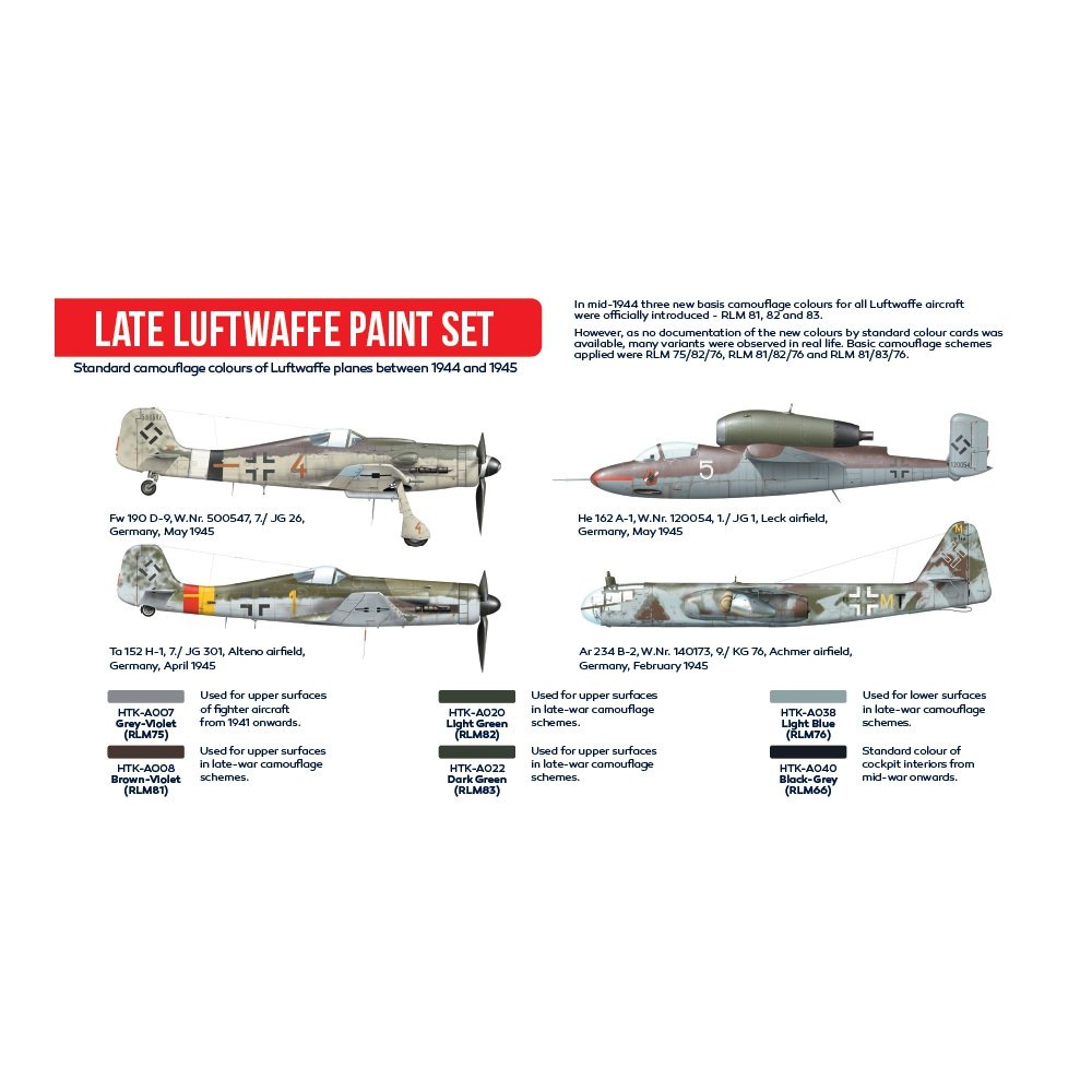 Hataka HTK-AS03 Late Luftwaffe paint set 6x17ml – imagen 2