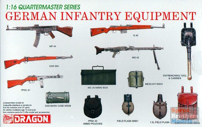 Dragon 3824 Équipement d'infanterie allemand de la Seconde Guerre mondiale (1/16)