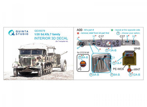 Quinta Studio QD35078 Sd.Kfz.7 family 3D-Printed &amp;amp; coloured Interior on decal paper (Trumpeter) 1/35 – immagine 2