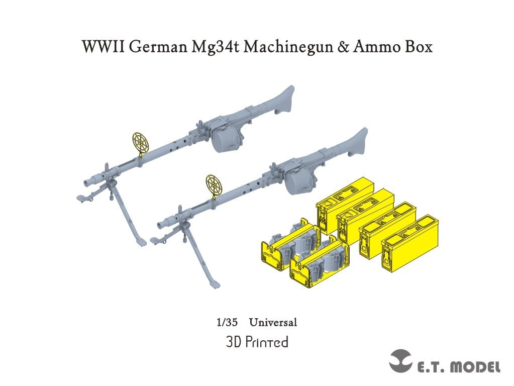 E.T. Model P35-215 WWII German Mg34t Machinegun &amp;amp; Ammo Box 1/35