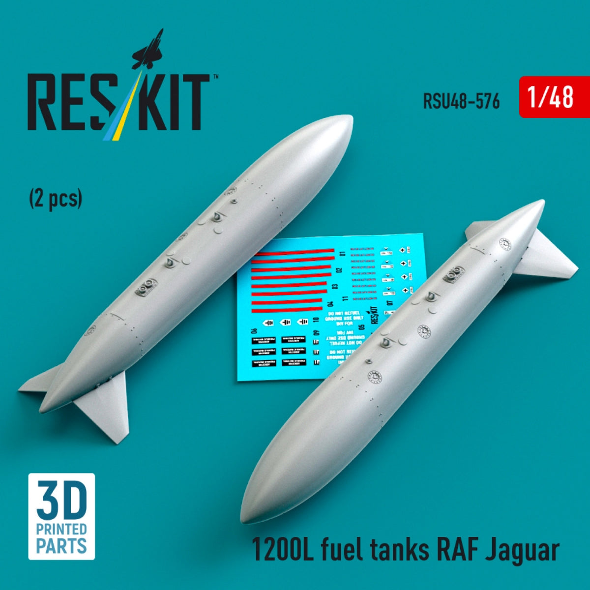 RESKIT RSU48-0576 1200 L fuel tanks RAF Jaguar (2 pcs) (3D Printed) 1/48