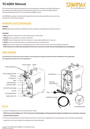 Sparmax TC620X Mini Air Compressor With 2x3m Hose – immagine 5