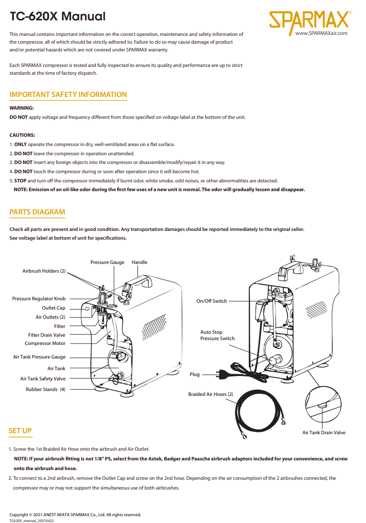 Sparmax TC620X Mini Air Compressor With 2x3m Hose – immagine 5