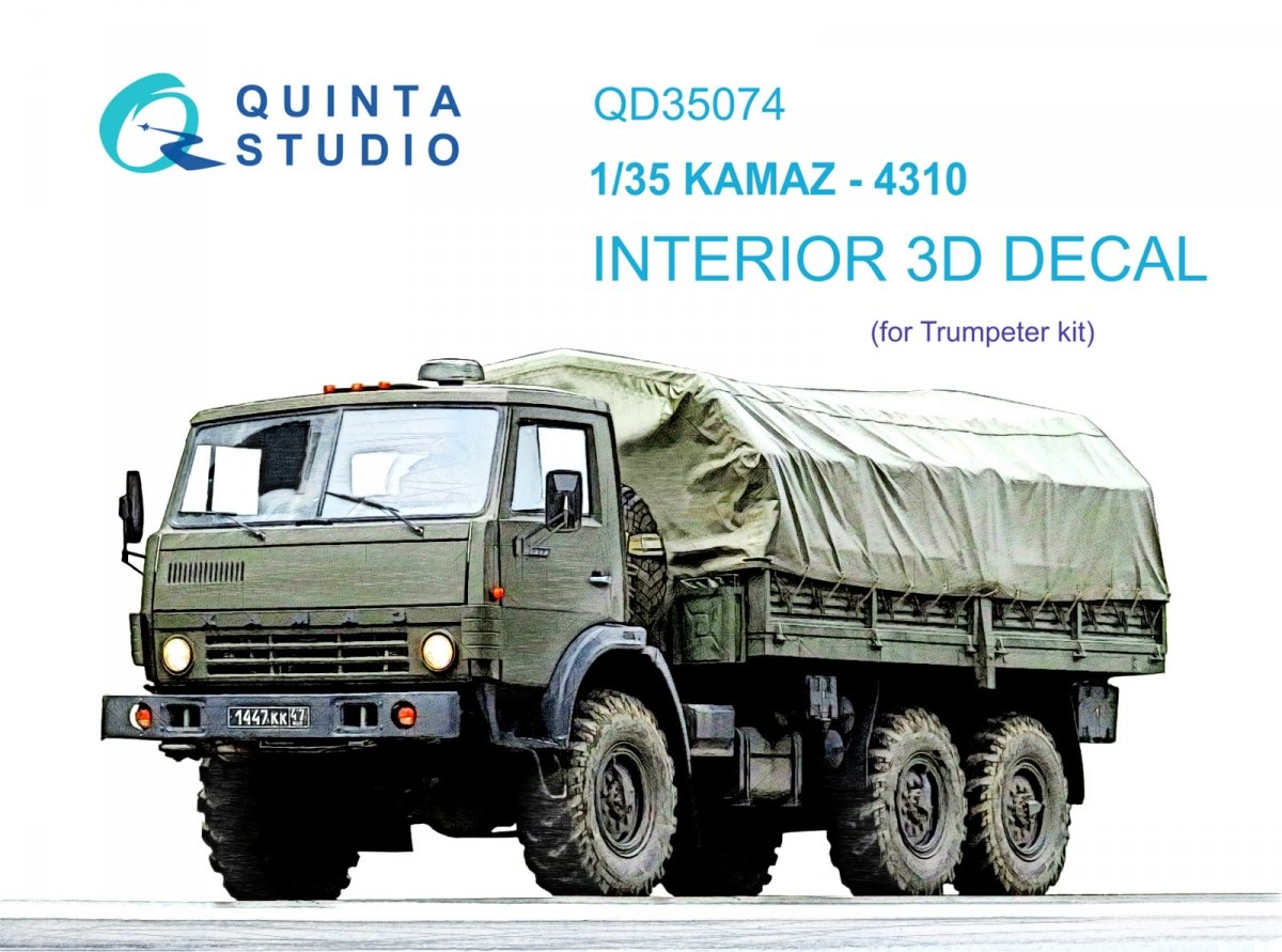 Quinta Studio QD35074 KAMAZ 4310 3D-Printed &amp; colored Interior on decal paper (Trumpeter) 1/35